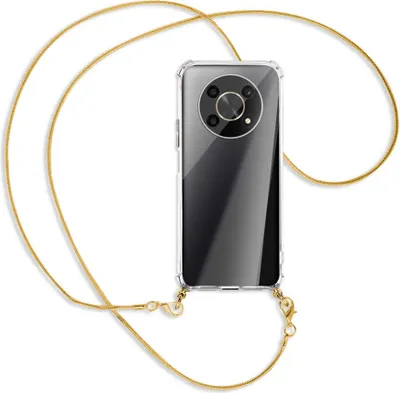 Produktbild von Handykette Backcover-Schutzhülle mit Band (Metall goldfarben) für Honor Magic4 Lite / X9 5G / X30 - goldfarbene Kette Snake