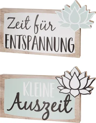 Immagine prodotto di Gilde Standrelief, rechteckig, "Seerose", Lotusmotiv, Spruch, Blumenmuster, MDF, grün, weiß, L. 2.5 cm, B. 30 cm, H. 17 cm 42473 4063387424735 2 Stück (2-fach sortiert)