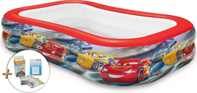 Produktbild von INTEX 57478NP - Planschbecken - Cars (262x175x56cm) + Wasserpflege & Reparaturflicken