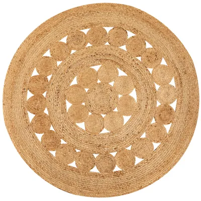 Produktbild von Steffensmeier Jute Teppich Goa | Rund | Wohnzimmer, Flur, Eingangsbereich, Naturfaser, handgeflochten, Flower, Größe: Ø 200 cm