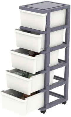 Produktbild von Ibenzoa® Kunststoff-Aufbewahrungswagen mit 4 Rollen – robuste, transparente Schubladen, multifunktionaler Rollwagen für Zuhause, Büro & Schule