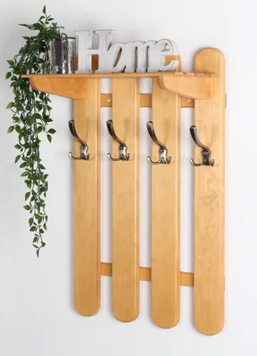 Produktbild von Garderobe Kiefer massiv Vollholz Erlefarben Junco 353 – Abmessungen: 80 x 50 x 29 cm (H x B x T)