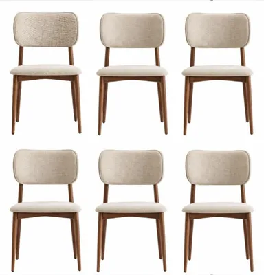 Image de Ensemble de chaises de salle à manger, style moderne, structure en bois beige, rembourrage moelleux