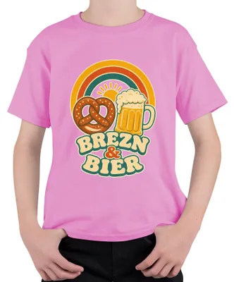 Produktbild von Brezn & Bier Bayern Wiesn Geschenk Lederhose Dirndl Kinder T-Shirt, Pink, 104