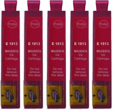 Produktbild von 5 kompatible Druckerpatronen T1813, T18XL Magenta für Epson Expression Home XP-102 XP-202 XP-205 XP-212 XP-215 XP-225 XP-30 XP-302 XP-305 XP-312 XP-313 XP-315 XP-322 XP-325 XP-33 XP-402 XP-405 XP-412 XP-413 XP-415 XP-420 XP-422 XP-425