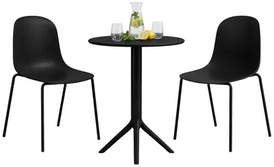 Zdjęcie produktu dla Zestaw mebli ogrodowych Torin, składający się z 2 krzeseł | Kolor: czarny | Wymiary: 162x60x85 cm