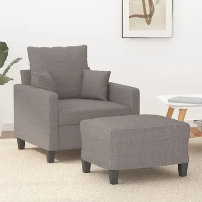 Produktbild von Cloris Designermöbel Sessel mit Hocker Taupe 60 cm Stoff 2024 Neu