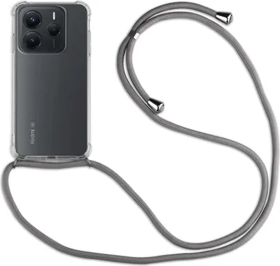 Produktbild von Handykett für Xiaomi Redmi Note 14 5G Hülle mit Kordel Handyhülle mit Band in Grau