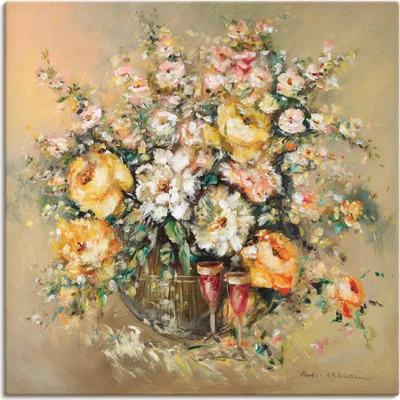 Produktbild von ARTland Leinwandbild Blumen und Spirituosen Größe: 30x30 cm