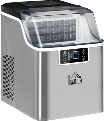 Zdjęcie produktu dla Maszyna do lodu Fortuna Lai, 20 kg/24h 2,3 l, z zbiornikiem na wodę o pojemności 3,2 l, automatyczny program czyszczenia, stal nierdzewna, 25,2 x 36 x 37,1 cm, srebrna