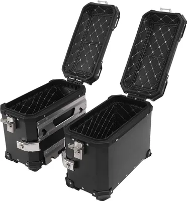 Produktbild von Motorrad-Seitenkoffer, 38 l, Hartschalen-Satteltaschenbox aus Aluminiumlegierung mit Sicherheitsschloss und Griff für die Aufbewahrung von Helmgepäck, Schwarz