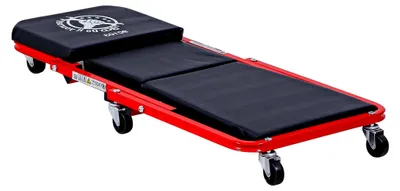 Produktbild von Montageroller mit Sitz- und Liegefunktion, Stahlrohr, schwarz, 6 Lenkrollen, gepolstert, ergonomisch, 150 kg Tragkraft, 910x410x120 mm