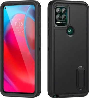 Produktbild von Hülle für Motorola Moto G Stylus 5G 2021 Hybrid Dreilagige Robust Stoßfest Schwerlast Schutzhülle mit Ständer Schwarz