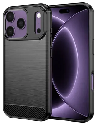 Zdjęcie produktu dla Techsuit - Etui silikonowe z włókna węglowego na iPhone 18 Pro / iPhone 17 Pro - czarne