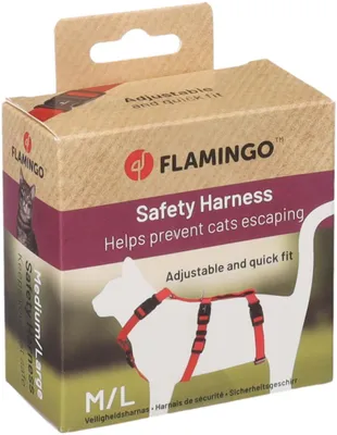 Produktbild von Flamingo Katze Sicherheitsgeschirr Zera Rot M/L 25-31cm 40-56cm 35-53cm 15mm