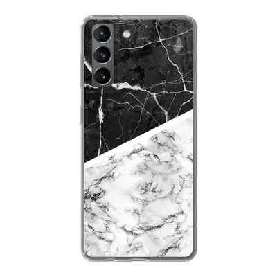 Produktbild von MuchoWow® Handyhülle Schutzhülle Hülle für Samsung Galaxy S21 Marmor - Schwarz - Weiß Silikon Softcase Handy Hülle - Softcase