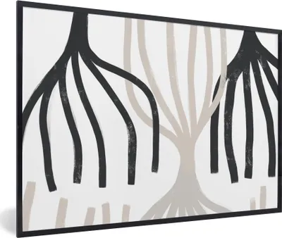 Produktbild von MuchoWow® Gerahmtes Poster Linie - Pastell - Abstrakt - Muster 90x60 cm - Poster mit Schwarzem Bilderrahmen Wandposter Rahmen Foto Bilder - Fotorahmen - Foto-Plakat