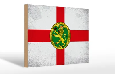 Produktbild von Holzschild Flagge Alderneys 30x20cm Flag Alderney Vintage