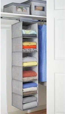 Produktbild von Hängender Stoffschrank mDesign perfekte Hängeaufbewahrung mit 6 Fächern Grau