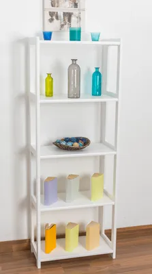 Produktbild von Regal - 60 cm breit, Kiefer Holz-Massiv, Farbe: Weiß