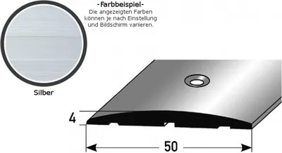 Produktbild von Übergangsprofil "Brecht" / Übergangsschiene / 50 mm, Typ: 145 (Aluminium eloxiert gebohrt / selbstklebend)-silber-1000-gebohrt