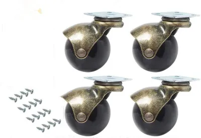 Image de Accessoires pour chaises de bureau : 4 roulettes pivotantes à 360 degrés, en métal avec frein, de 50 mm, pour chaises de bureau
