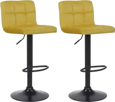 Immagine prodotto di set di 2 sgabelli da bar - Sgabelli da cucina - Altezza regolabile e design moderno | Colore: giallo