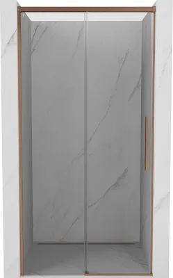 Produktbild von Mexen Rox Schiebetür Duschabtrennung 130 cm, transparent, gebürstetes Kupfer - 8C2-130-000-65-00