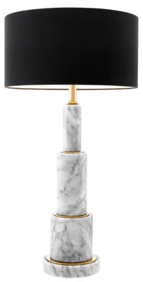 Image de Casa Padrino Lampe de table de luxe avec abat-jour noir 17 x 40 x H. 80,5 cm - Meubles de salon de luxe