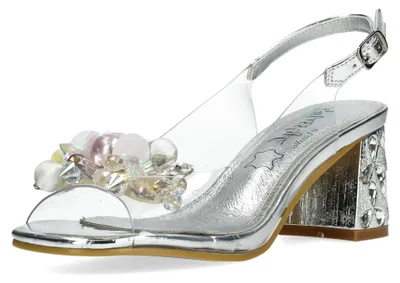 Produktbild von Misstyl by Laura Vita Damen Sandalette Schmucksteine Slingback MARLENE 12, Größe:38 EU, Farbe:Silber