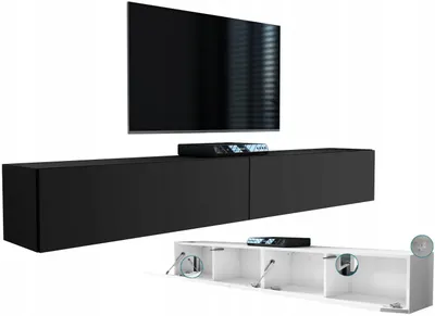 Zdjęcie produktu dla wisząca szafka rtv pod telewizor 200 nowoczesna czarna matowa 210cm
