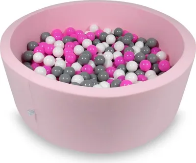 Produktbild von Bällebad 110x40cm rosa – Mit 500 Bällen / weiß, grau, rosa