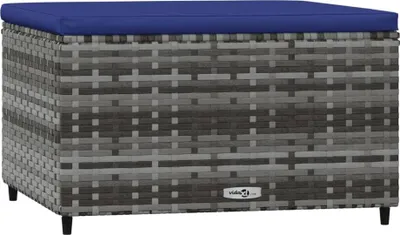 Produktbild von vidaXL Gartenhocker mit Kissen Grau Poly Rattan