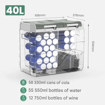 Immagine prodotto di Mini frigorifero - Frigorifero per auto - Borsa frigo portatile con compressore - Congelatore elettrico - con porta removibile