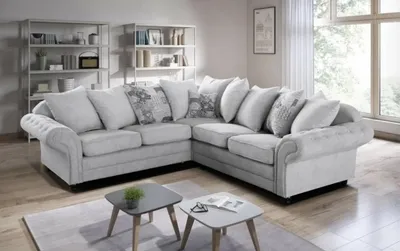Produktbild von Easy4You Ecksofa Chesterfield Style 212 cm Silber 5-Sitzer-Sofa Sofas für Wohnzimmer Sofagarnituren Chesterfield 5-Sitzer Set Sofas & Couches