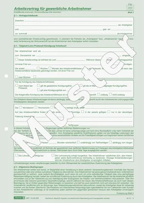 Produktbild von Arbeitsvertrag gewerblich A4 2x2 Blatt selbstdurchschreibend Packung mit 10 Stück