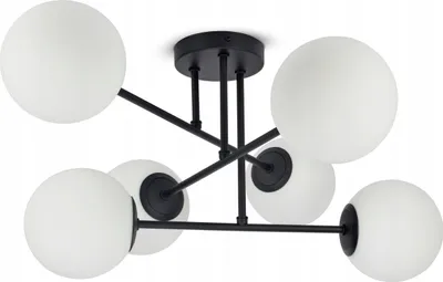 Produktbild von LUXOLAR Led Deckenleuchte, 6-flammig Deckenlampe schwarz 15W, G9 - Hängelampe wohnzimmer, Weiß Glas Kugeln