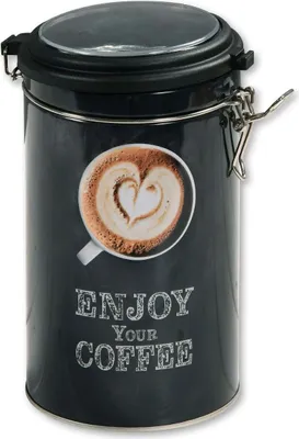 Produktbild von Kaffeedose aus Metall mit Bügelverschluss – Luftdicht, Schwarz, 19x11 cm