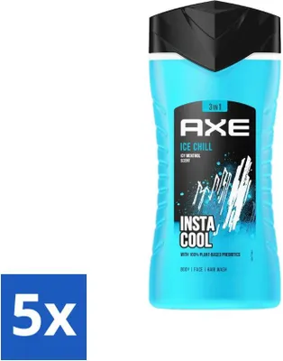 Zdjęcie produktu dla Axe - Żel pod prysznic 3 w 1 - Ice Chill - Icy Menthol - Insta Cool - 100% pochodzenia roślinnego - 150 ml - Value pack - 5 szt