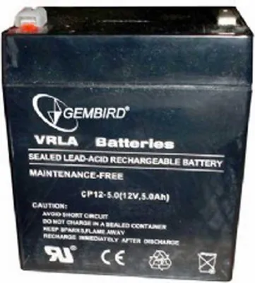 Obrázek produktu pro Gembird 12V, 5Ah, Olověná (VRLA), 12 V, 1 kusů, Černá, 5 Ah, 1,6 kg
