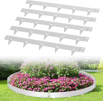 Produktbild von Clanmacy Rasenkante Schnecken Abwehr Verzinkt Blumenzaun Trennrand Gartenumrandung Stahl 100x18cm 80m Silber