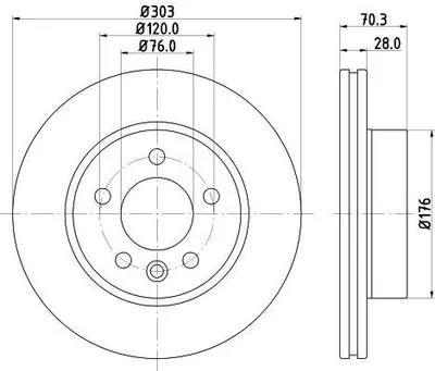 Produktbild von 2x HELLA Bremsscheibe 8DD 355 125-561 für VW Crafter Kastenwagen (SY_ SX_)