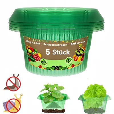 Produktbild von 5 Stück Schneckenschutzring Set, Schneckenschutz Pflanzenkragen, Gemüseschutzabdeckung für Ihre Salatpflanzen und Kohl