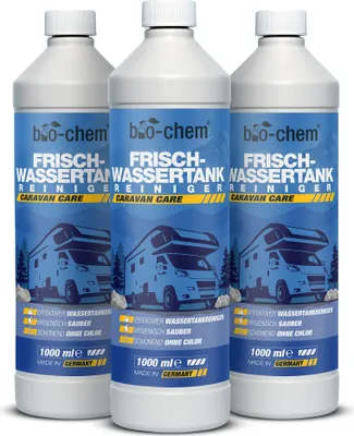 Produktbild von bio-chem Frischwassertank Reiniger 3X 1000 ml - Hochwirksamer Tankreiniger für Wohnmobil & Caravan - Löst Kalkablagerungen aus Wassertank & Wasserleitungen - CHLORFREI