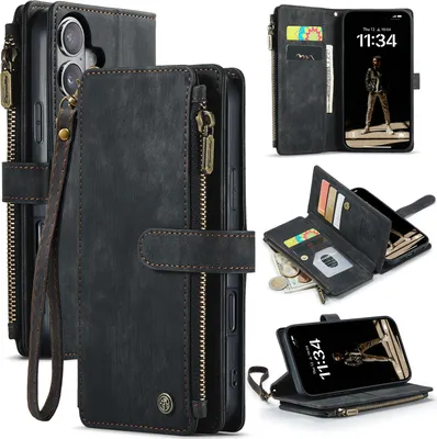 Produktbild von iPhone 17 Hülle - CaseMe C30 Klapphülle mit Brieftasche - Schwarz