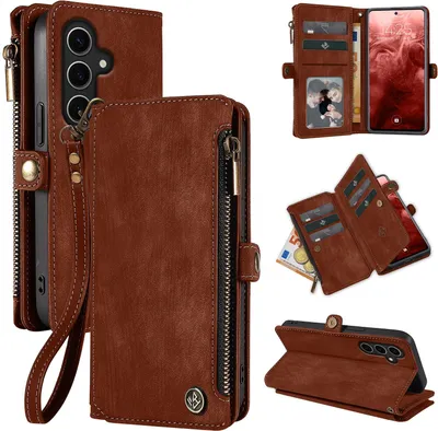 Produktbild von Handy Hülle für Samsung Galaxy S24 Geldbeutel Geldbörse RFID Schutz Klapphülle Cover Schutzhülle Wallet Farbe: Dunkelbraun