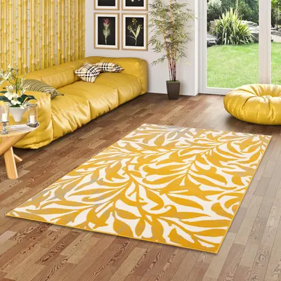 Produktbild von Designer Teppich Samba Modern Curry Gelb Flower, Größe:80x150 cm