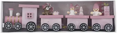 Produktbild von Dekofigur Weihnachtszug Holz 20 cm rosa