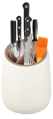 Image de Bloc à couteaux rotatif, sans couteaux, de 22 x 17,5 cm. Porte-ustensiles de cuisine avec 4 fentes et séparations