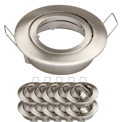 Produktbild von 10x Einbaurahmen GU10 SET Satin-Nickel 818-SN Ø65 mm IP20